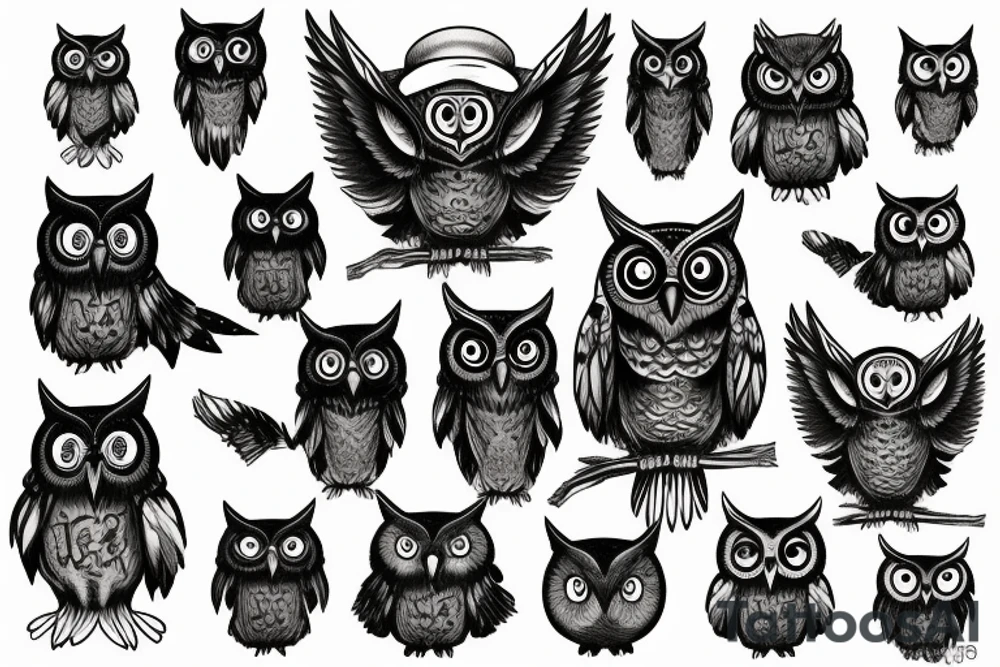 Mystery owl in mist tattoo idea