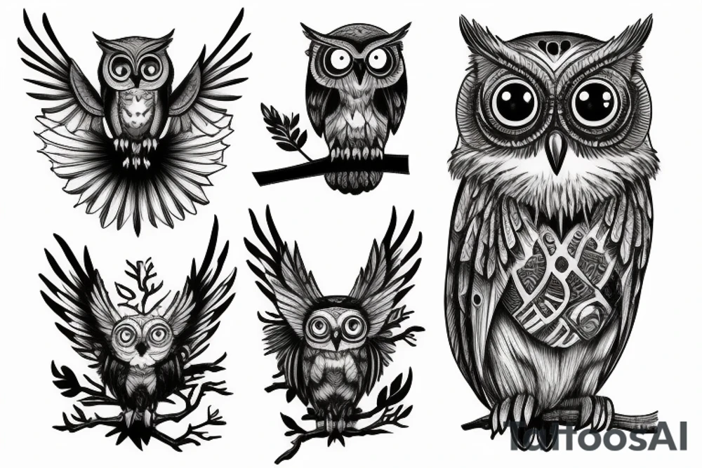 Mystery owl in mist tattoo idea