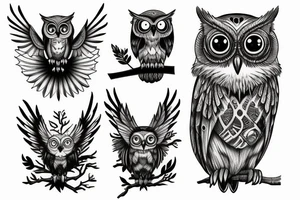 Mystery owl in mist tattoo idea