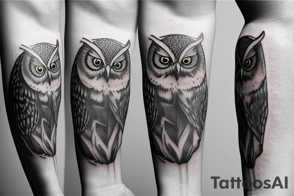 Mystery owl in mist tattoo idea
