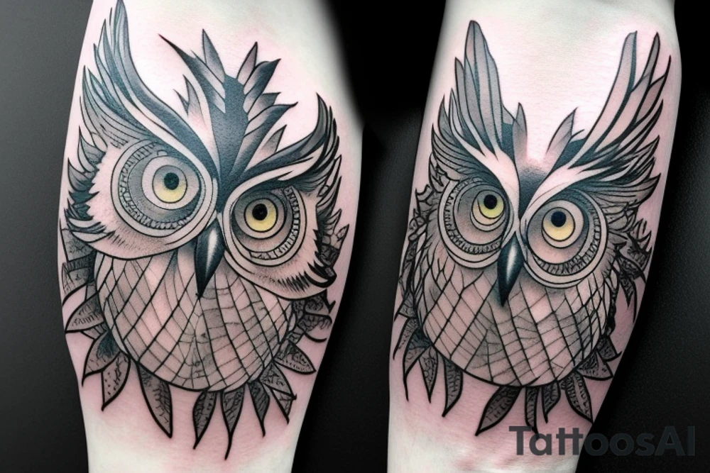 Mystery owl in mist tattoo idea
