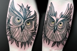 Mystery owl in mist tattoo idea