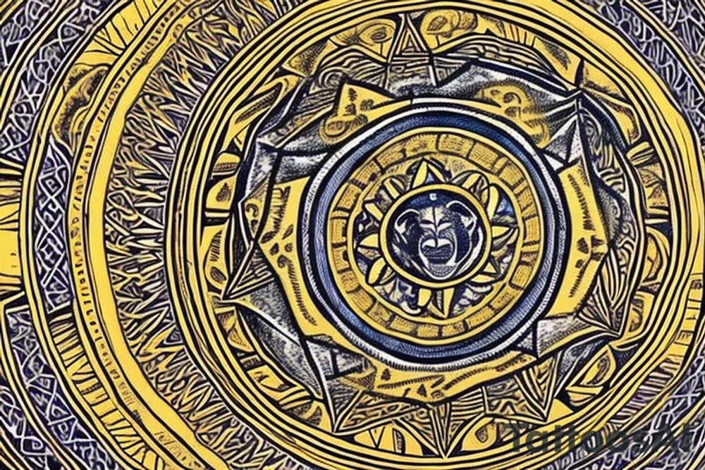 * A lion's head (representing your Leo sign) in the center of the mandala
* Rays of sunlight emanating from the lion's head, symbolizing warmth, energy, and positivity
* A banner wrapped around the lion's head with the word "Family" inscribed, representing the importance of your loved ones
* A pair of hands clasped in prayer positioned below the lion's head, symbolizing your spiritual beliefs and the power of prayer
* The phrase "Dream Big" written in flowing script above the lion's head, encouraging you to reach for the stars
* A small bird in flight, representing freedom of thought and the ability to break free from limiting beliefs
* The phrase "Free Your Mind" written in bold letters beneath the bird, reminding you to let go of negative thoughts and embrace positivity
* The phrase "Enjoy Your Journey" written in a smaller font at the bottom of the mandala, encouraging you to savor every moment of your life's journey tattoo idea