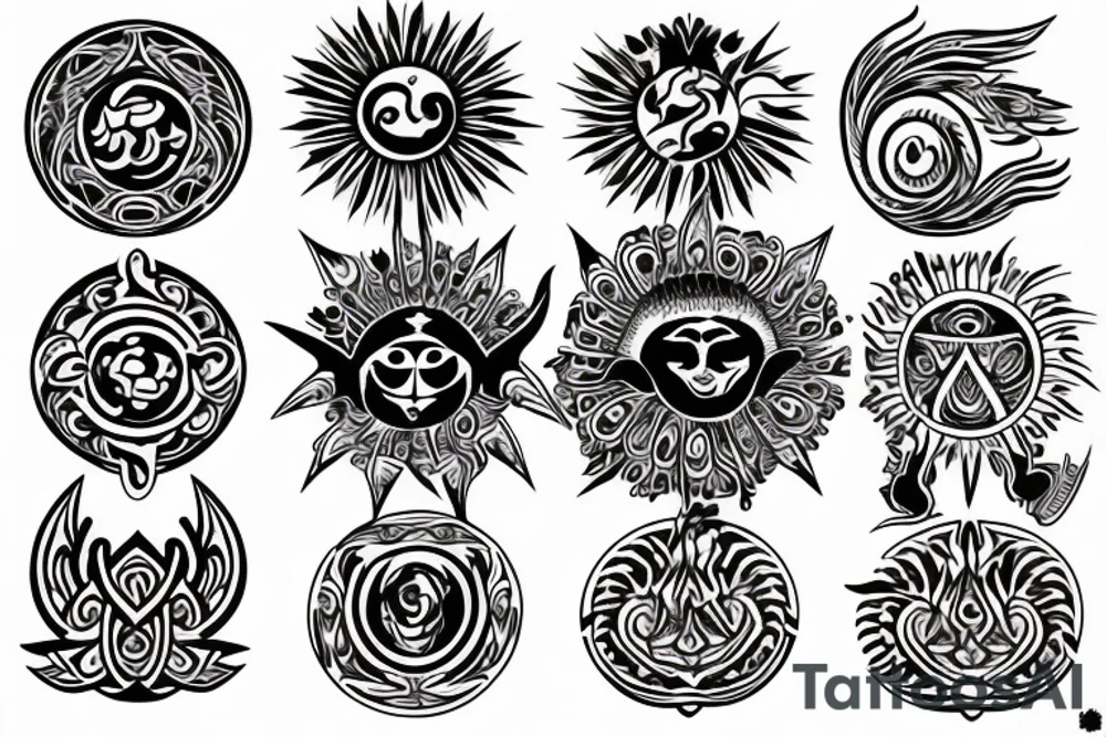 Black sun in the Old Slavic style tattoo idea