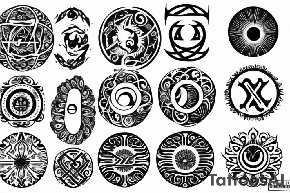 Black sun (circle) sign in the Old Slavic style tattoo idea