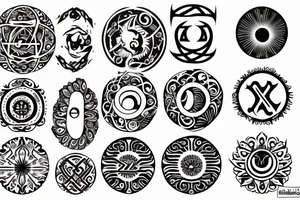 Black sun (circle) sign in the Old Slavic style tattoo idea