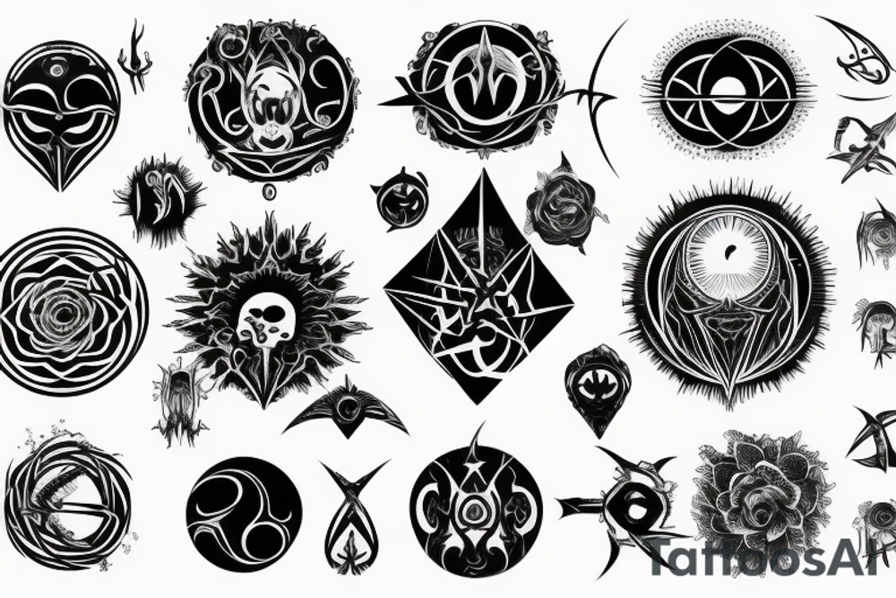 Black sun (circle) sign in Gothic style tattoo idea Black sun (circle) sign in Gothic style tattoo idea