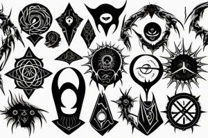 Black sun sign in Gothic style tattoo idea