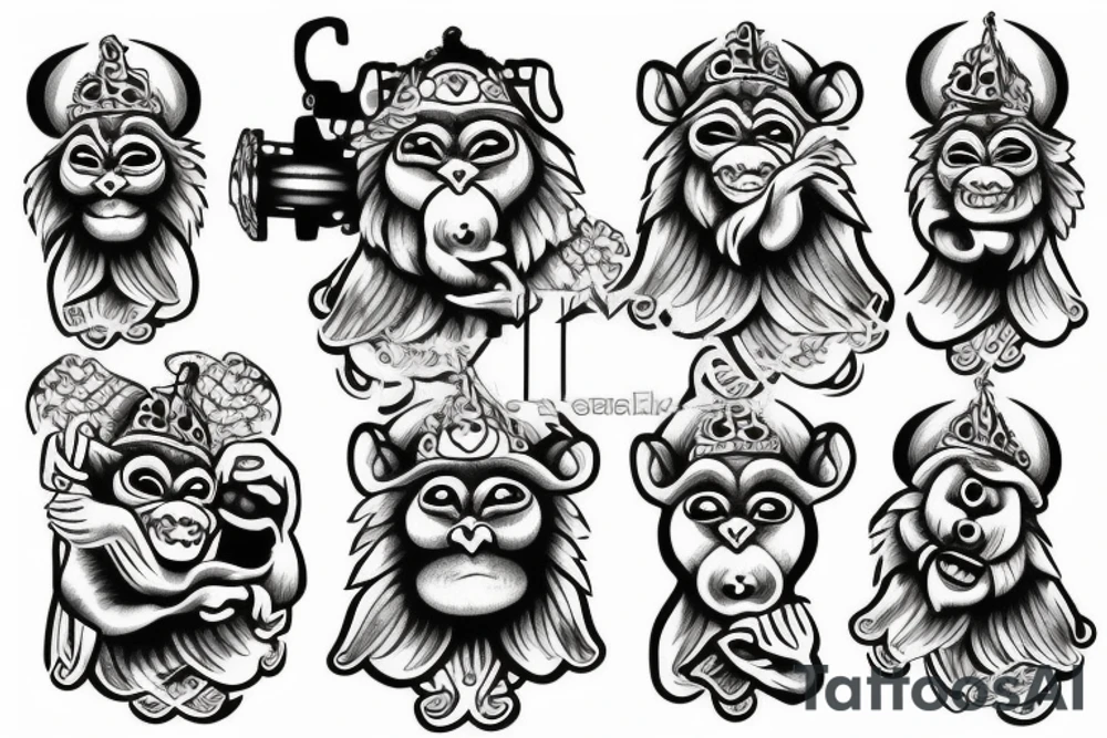 Three wise monkeys tattoo idea