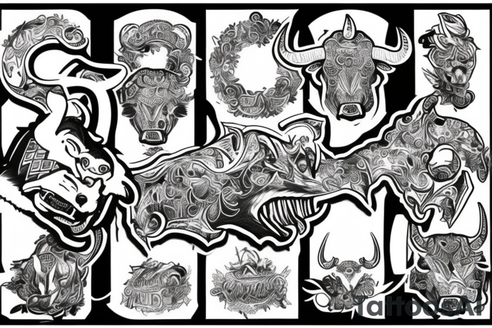 bull, money, knife, aggressive tattoo idea