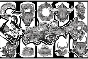 bull, money, knife, aggressive tattoo idea