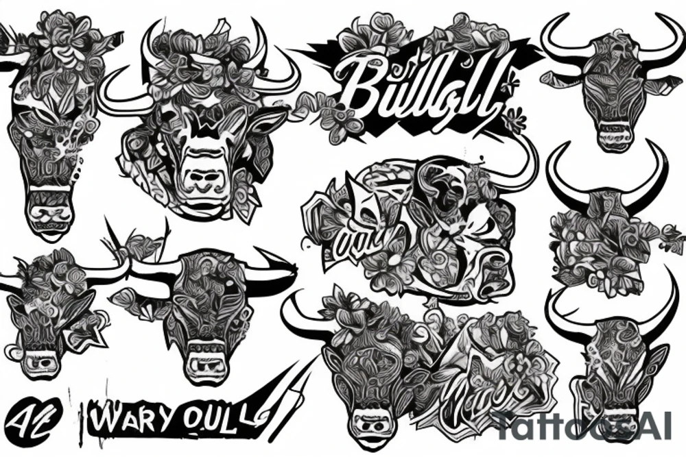 bull, money, knife, aggressive tattoo idea