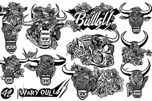 bull, money, knife, aggressive tattoo idea
