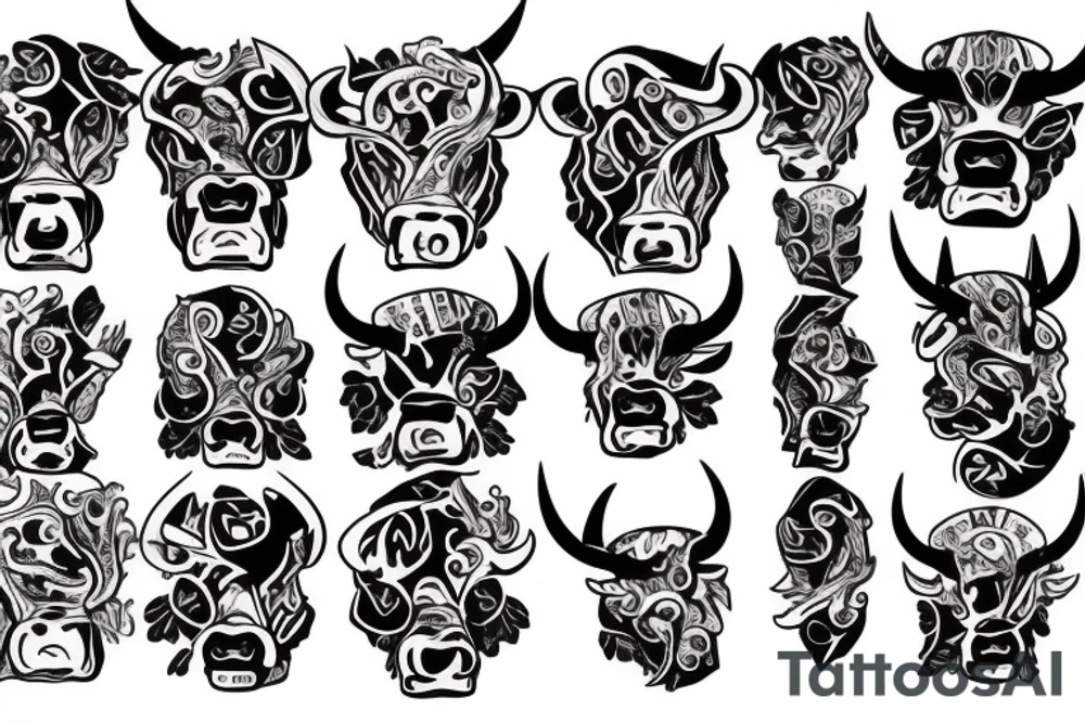 bull, money, knife, aggressive tattoo idea