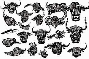 bull, money, knife, aggressive tattoo idea