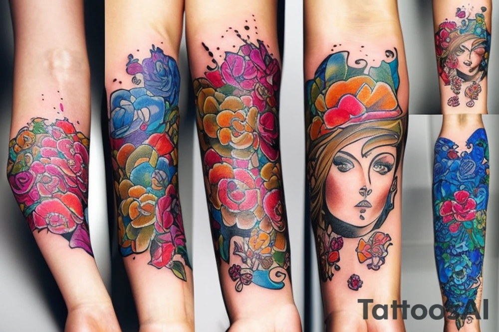 Неоновый клевер с брызгами и линиями tattoo idea
