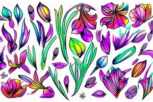 Neon clover with splashes and lines tattoo idea