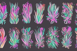 Neon clover with splashes and lines tattoo idea