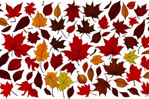 The red, orange and yellow leaves of a maple tree are intertwined with fire. All of this is covered in white contrasting tribal tattoo idea