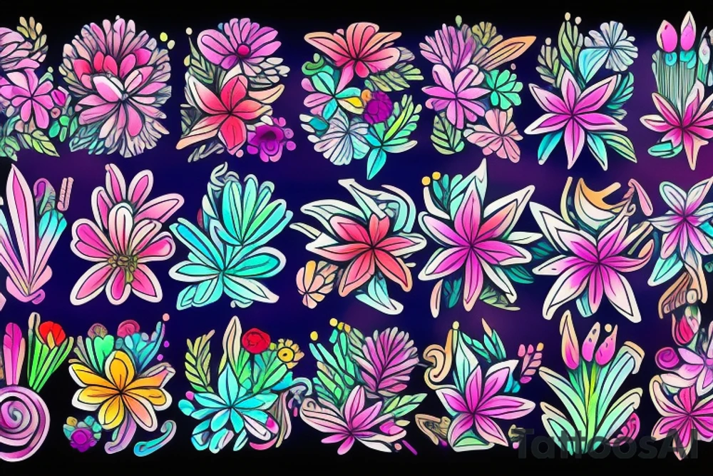 Neon clover with splashes tattoo idea