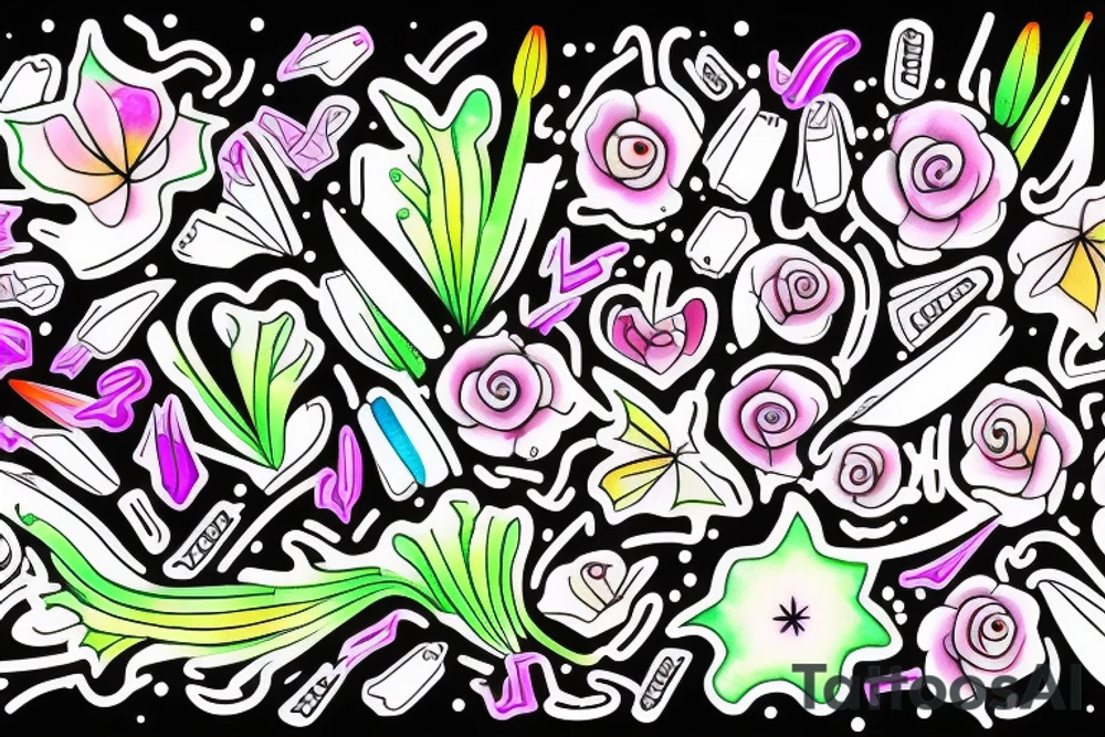 Neon clover with splashes tattoo idea