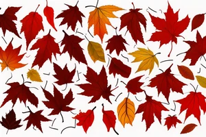 The red, orange and yellow leaves of a maple tree are intertwined with fire. All of this is covered in white contrasting tribal tattoo idea