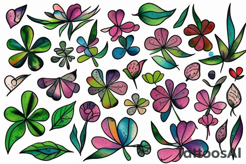 clover with splashes tattoo idea