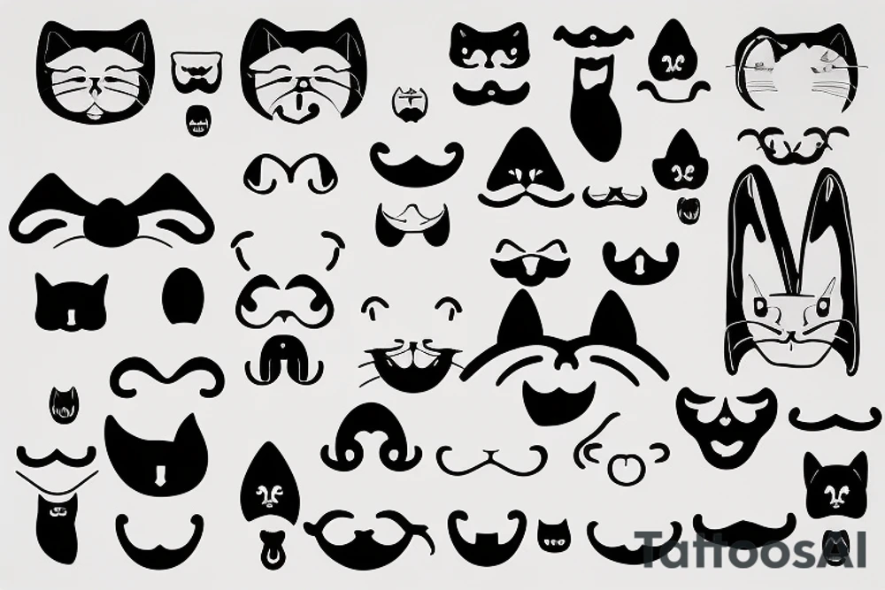 Cat with freddie mercury mustache tattoo idea