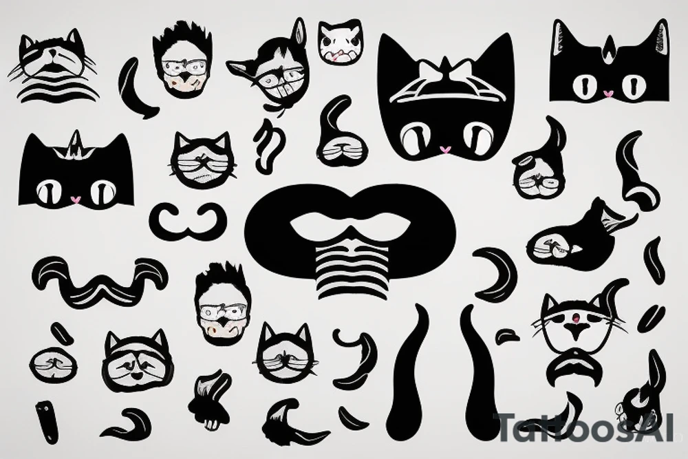 Cat with freddie mercury mustache tattoo idea