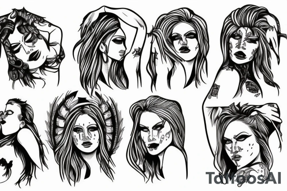 Topless warrior woman tattoo idea