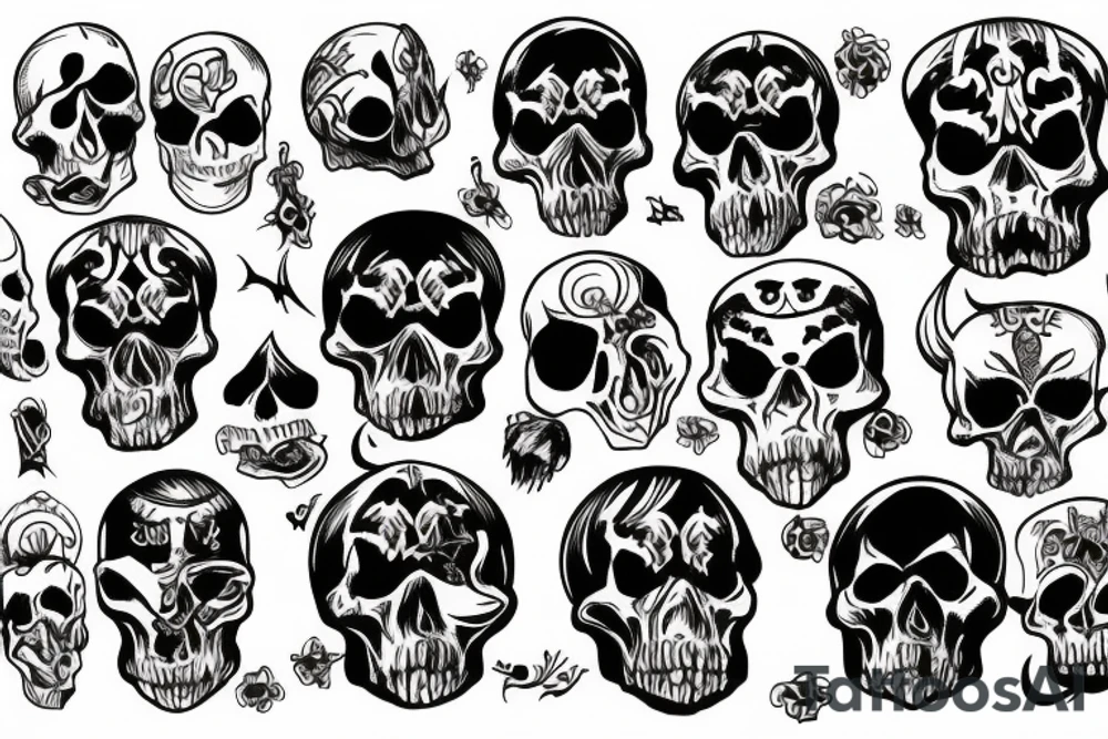 Skulls and demons tattoo idea