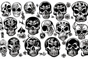 Skulls and demons tattoo idea