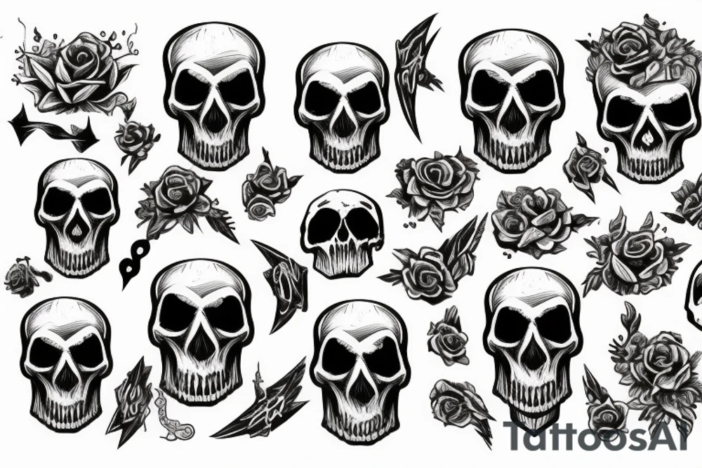 Skulls and demons tattoo idea