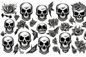Skulls and demons tattoo idea
