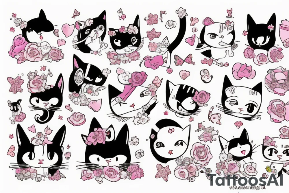 Cat, Anime Girl, cute tattoo idea