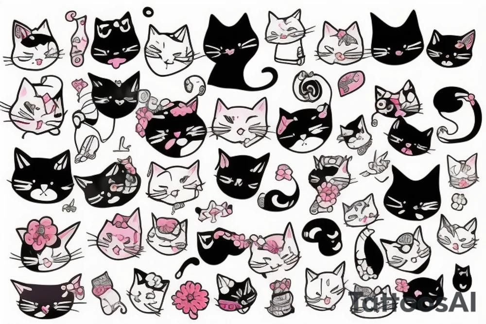Cat, Anime Girl, cute tattoo idea