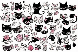 Cat, Anime Girl, cute tattoo idea