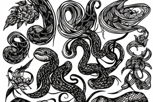 snake flowers tattoo idea