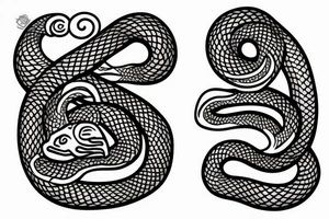 two symmetrical 
a snake, located from the waist to the middle of the hips tattoo idea