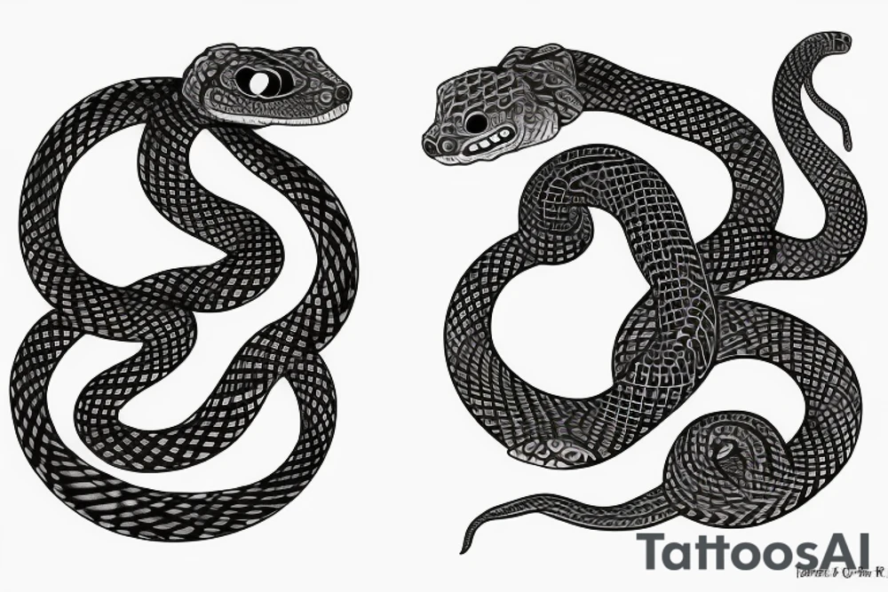 two symmetrical 
a snake, located from the waist to the middle of the hips tattoo idea