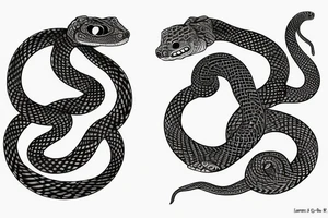two symmetrical 
a snake, located from the waist to the middle of the hips tattoo idea