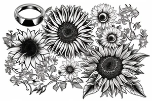 Sunflower ring vintage tattoo idea