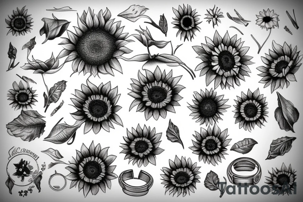 Sunflower ring vintage tattoo idea
