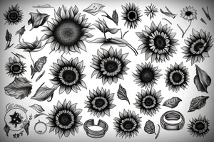 Sunflower ring vintage tattoo idea