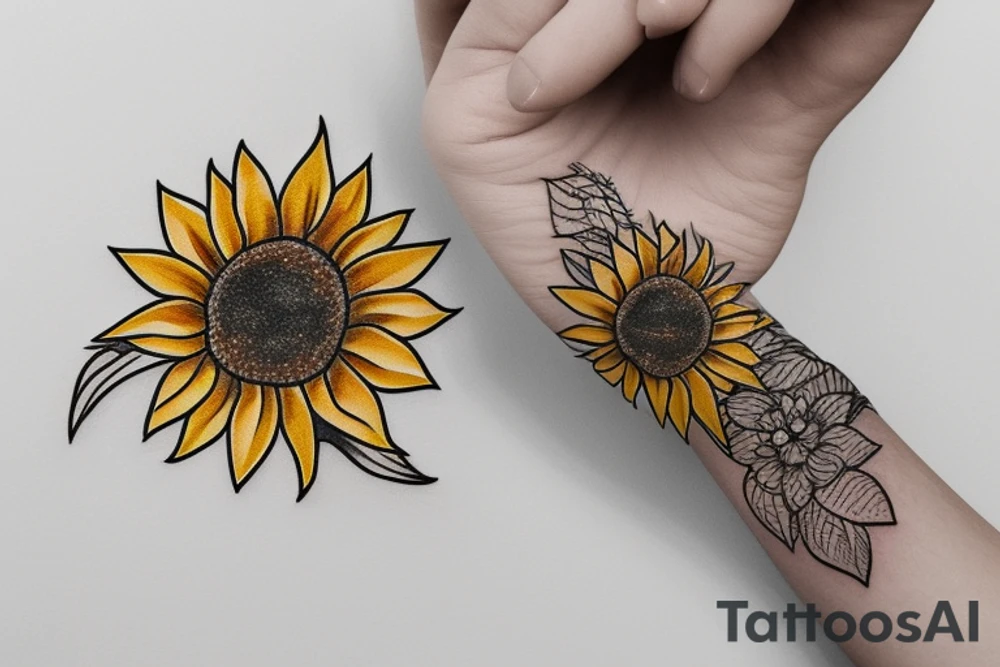 Sunflower ring vintage tattoo idea