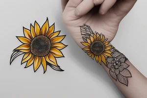 Sunflower ring vintage tattoo idea