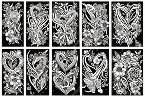 Heart made of wildflowers with butterfly in centre tattoo idea