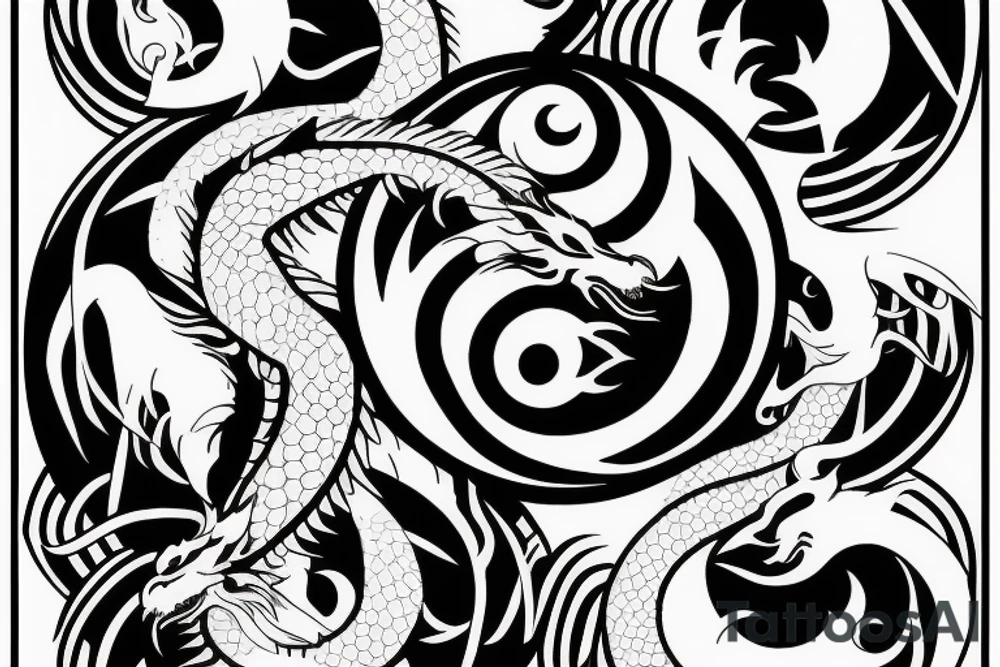Yin and Yang symbol with a with a dragon tattoo idea