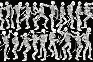 Bright, colorful dancing skeletons, beautiful background tattoo idea