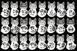 a cat like tattooist fluffy style, with flowers tattoo idea